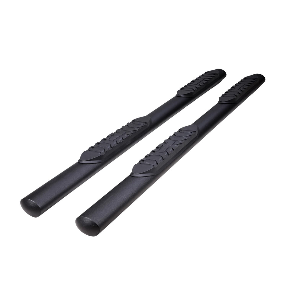 TrailFX Nerf Bar Fits 2024-2025 Toyota Tacoma Double Cab 4 Inch Oval Straight with Step Pads Rocker Panel Mount Powder Coated Titanium Matte Black Steel with Welded End Caps TrailFX T83A1559T
