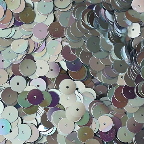 Silver Sequins Loose 8mm Flat Paillettes ~ Silver Rainbow Iris Metallic nuKN-1290