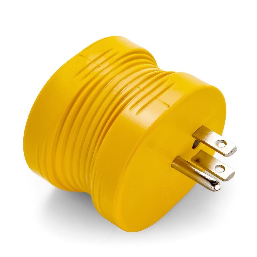 Camco Heavy Duty RV Auto PowerGrip Adapter- Contoured Shape for Easy Grip and Removal, 15M/30F (15M, 30 Amp, 125 V, 1875 W) (55223)
