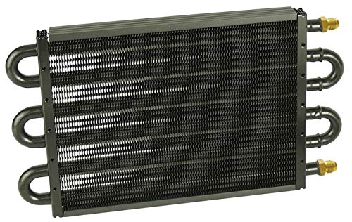 Derale Fluid Cooler, 13.5 x 7.625 x 0.75 in, Tube Type, 6 AN Male Inlet/Outlet, Aluminum, Black Powder Coat, Universal, Each