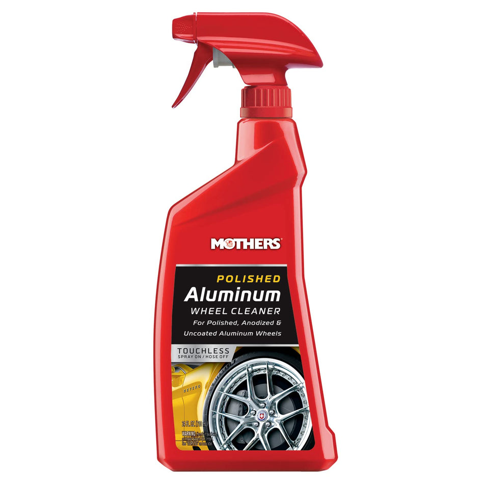Mothers Polished Aluminum Wheel Cleaner, 24 oz. — Safely Cleans Uncoated Polished Aluminum & Anodized Wheels, Removes Brake Dust, Grease, Dirt & Grime, with Easy Spray-On, Hose-Off Formula (06024)