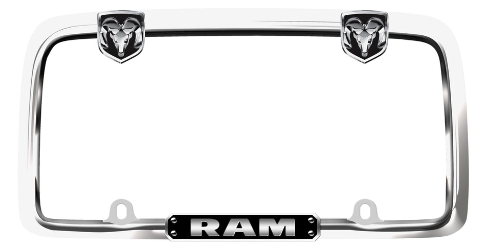 Cruiser Accessories RAM License Plate Frame – Matte Black, Officially Licensed Metal Frame with Adjustable RAM Logo Fastener Covers – Fits 6" x 12" Plates, Obstruction-Free Design