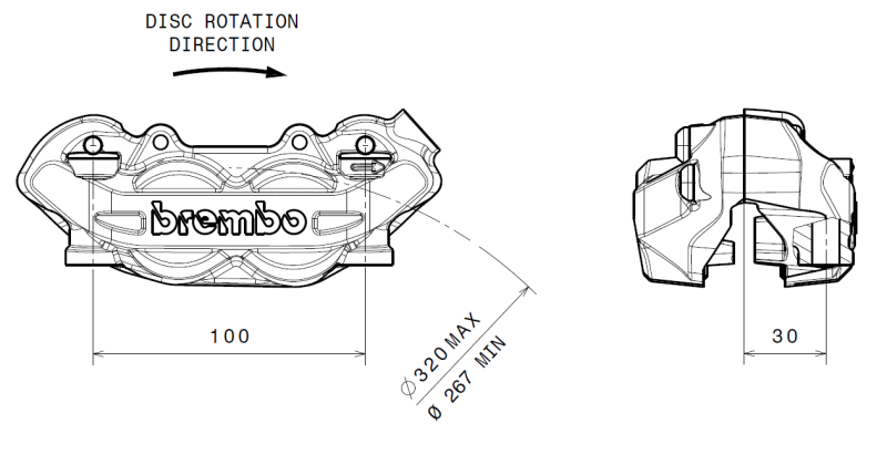 Brembo 08-10 Ducati 848/07-08 Monster 695/2008-2014 Monster 696 P4.32 Brake Caliper - Front Right