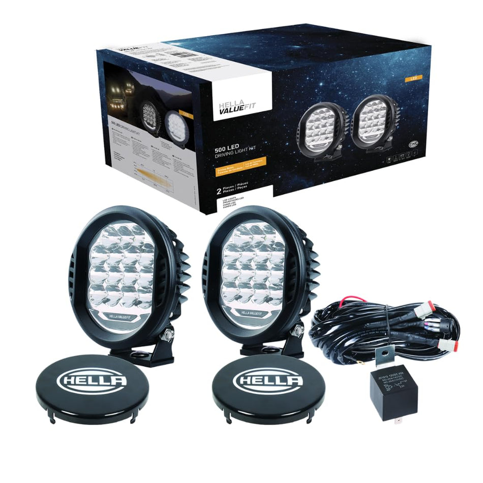 Hella ValueFit 500 LED Series - LED Driving Lamp Kit – Universal Off-Road Light for Pickup Trucks, ATV, SUV, 4x4, Jeep, Tractors / 358117171