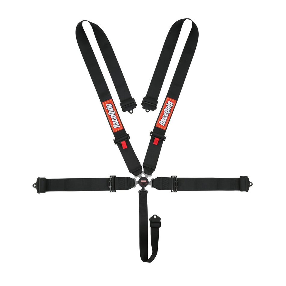 RaceQuip 741001RQP 5 Point Harness Sportsman Camlock SFI 16.1 Pull Down Adjust Bolt-On/Wrap Around Black