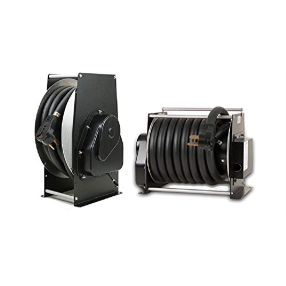Technology Research Corp RH54331RMK 50 Amp RV Power Cord Reel, High Profile - 33' Cord , Black