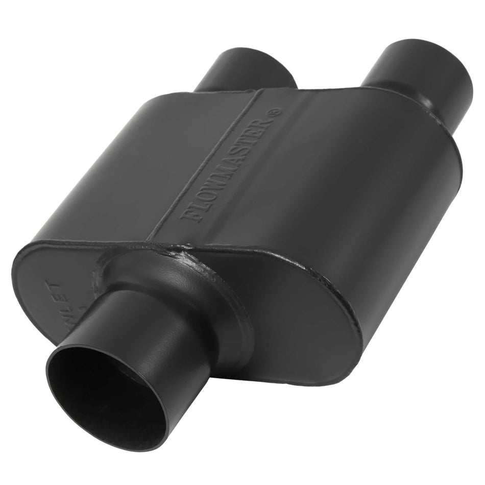 Flowmaster Super 10 Series Chambered Muffler – 3.00" Center In / 2.50" Dual Out – Race-Inspired Sound – 409 Stainless Steel – Ideal for Muscle Cars, LS Swaps, Drag Cars & Off-Road Builds (8430152)