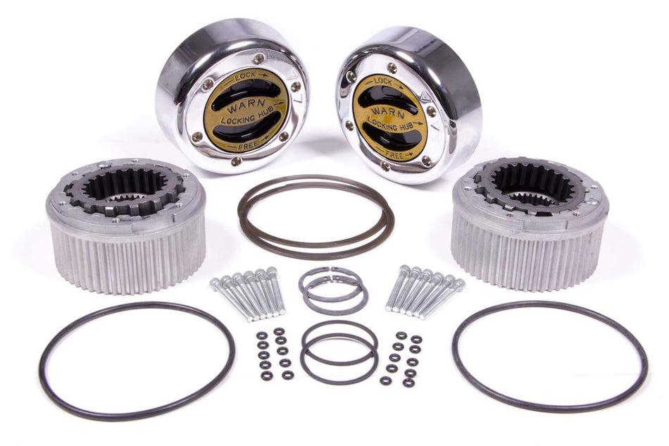 WARN 62672 Premium Manual Locking Hub with Zinc Aluminum Alloy Dial, Dual Seals and 35 Splines, Chrome, 1 Pair