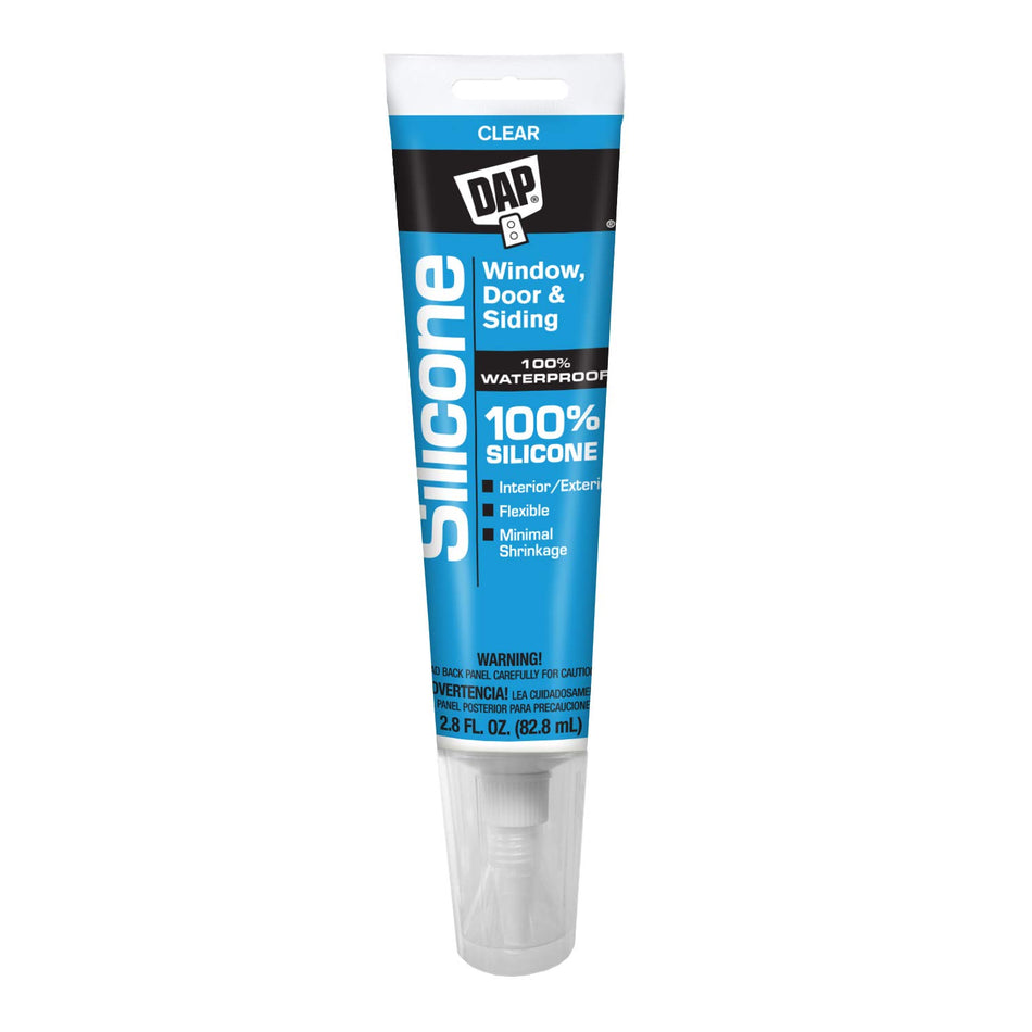 DAP 100% Silicone Rubber Window, Door, and Siding Sealant, Clear, 2.8 Oz (7079800753)