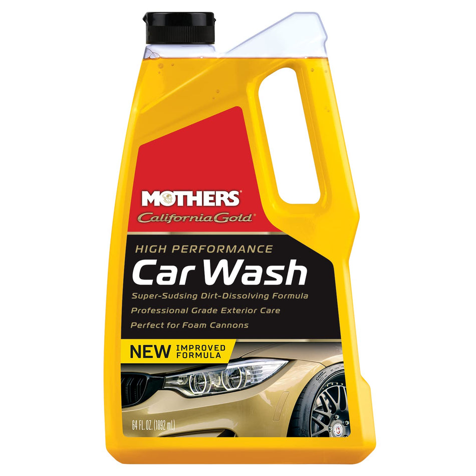 Mothers California Gold High Performance Car Wash, 64 oz. — pH Balanced, Eco-Friendly, Super-Sudsy, Foam Cannon, Safely Cleans Without Stripping Wax, Sealant or Coating, Removes Dirt & Grime (05664)
