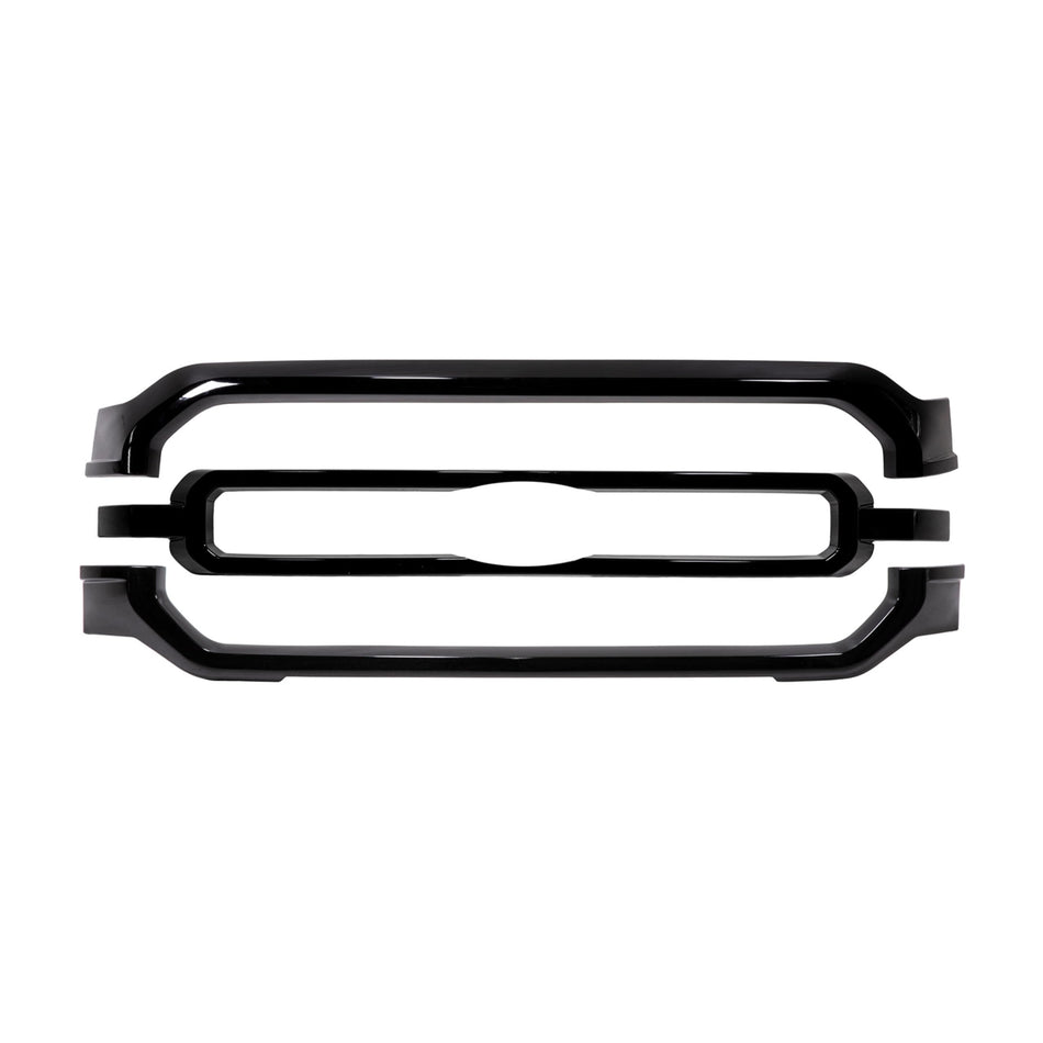 CCI Grille Insert GI184BLK, Overlay, Bar Style, 3 Piece, With Emblem Cutout, Painted, Gloss Black, ABS Plastic, Fits 2021-2025 Ford F-150 - XL/XLT Models