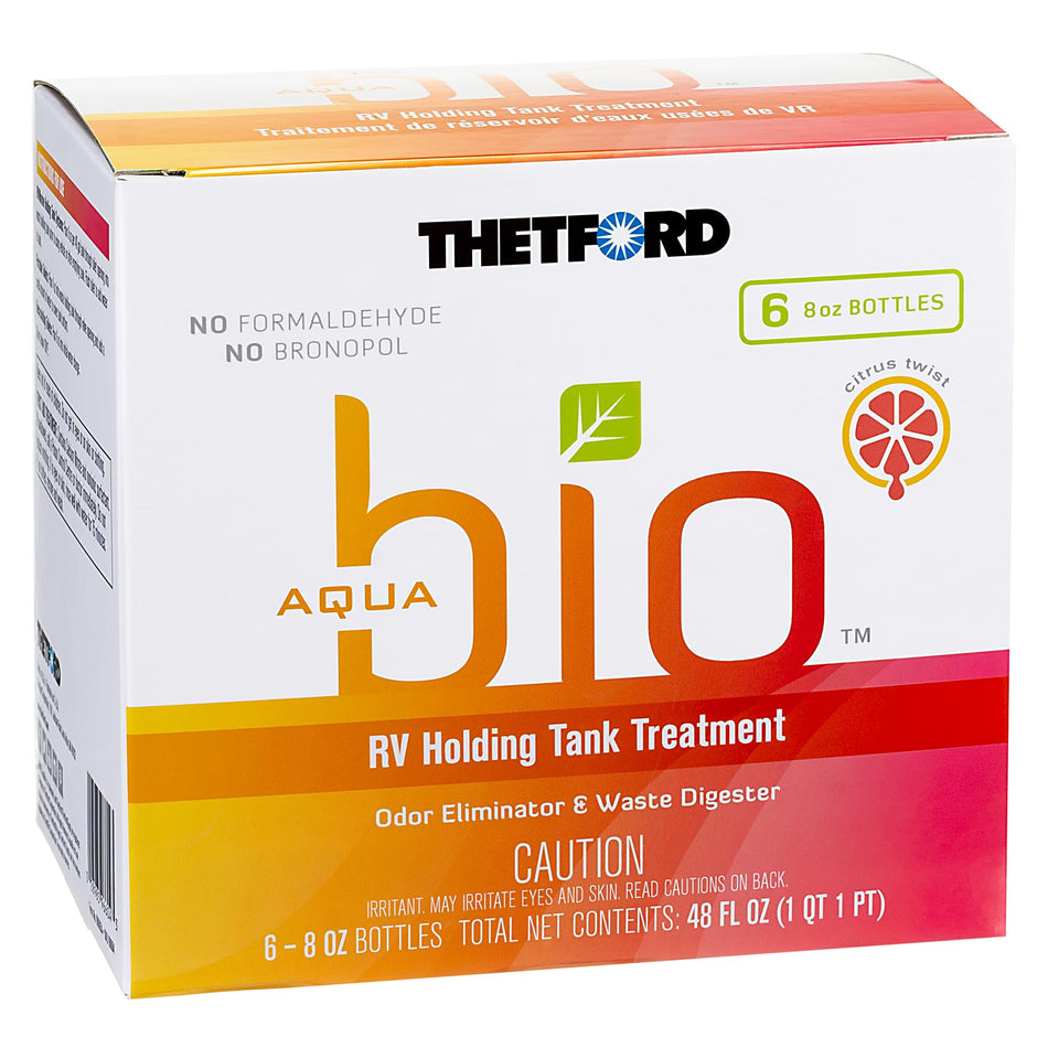 Thetford AquaBio 96604 RV Holding Tank Treatment Citrus Twist Scent, Formaldehyd Free 6 Pack of 8 Oz Liquid Orange