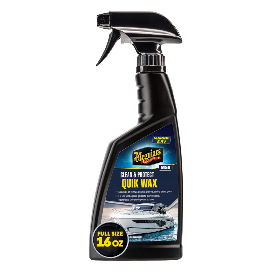 Meguiar's M5916 Marine and RV Quik Wax Clean and Protect, Removes Water Spots and Light Contaminants, Provides a Brilliant Gloss and Carnauba Wax Protection, 16 Oz