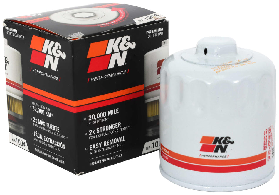 K&N Premium Oil Filter: 20,000 Mile Engine Protection with Wrench Off Nut: Compatible with Select 1983-2022 HYUNDAI/KIA/SUBARU/HONDA Vehicle Models (See Product Description for Select Models),HP-1004