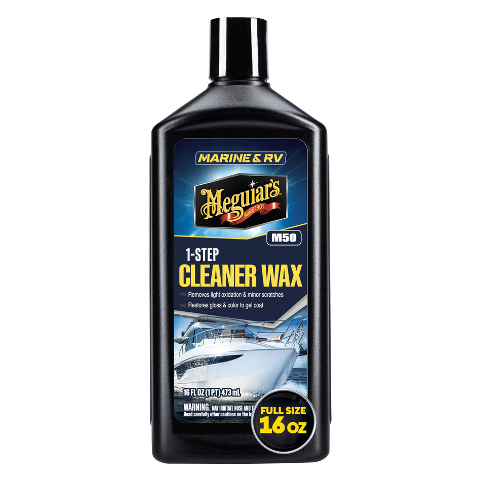 Meguiar's Marine/RV Once Step Cleaner Wax M5016 - Professional-Grade Marine and RV Cleaner, Polish and Protect for Long-Lasting Shine - Restores Color and Gloss, 16 Oz