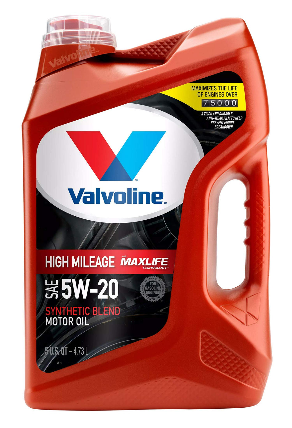 Valvoline High Mileage with MaxLife Technology SAE 5W-20 Synthetic Blend Motor Oil 5 QT