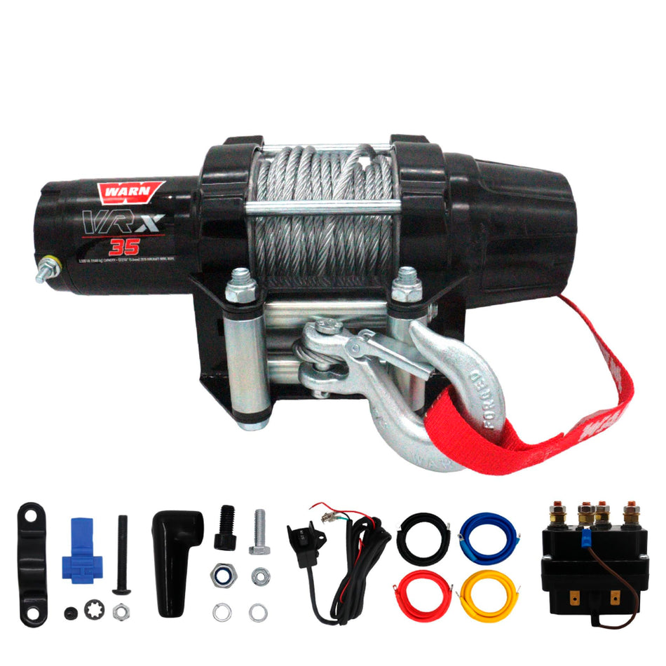 WARN VRX 35 Powersport Winch – 3,500 lb Pulling Capacity, Steel Rope, Sealed Motor, All-Metal Gear Train, Waterproof IP68 Design for ATV/UTV Recovery, Trail Riding & Utility Work