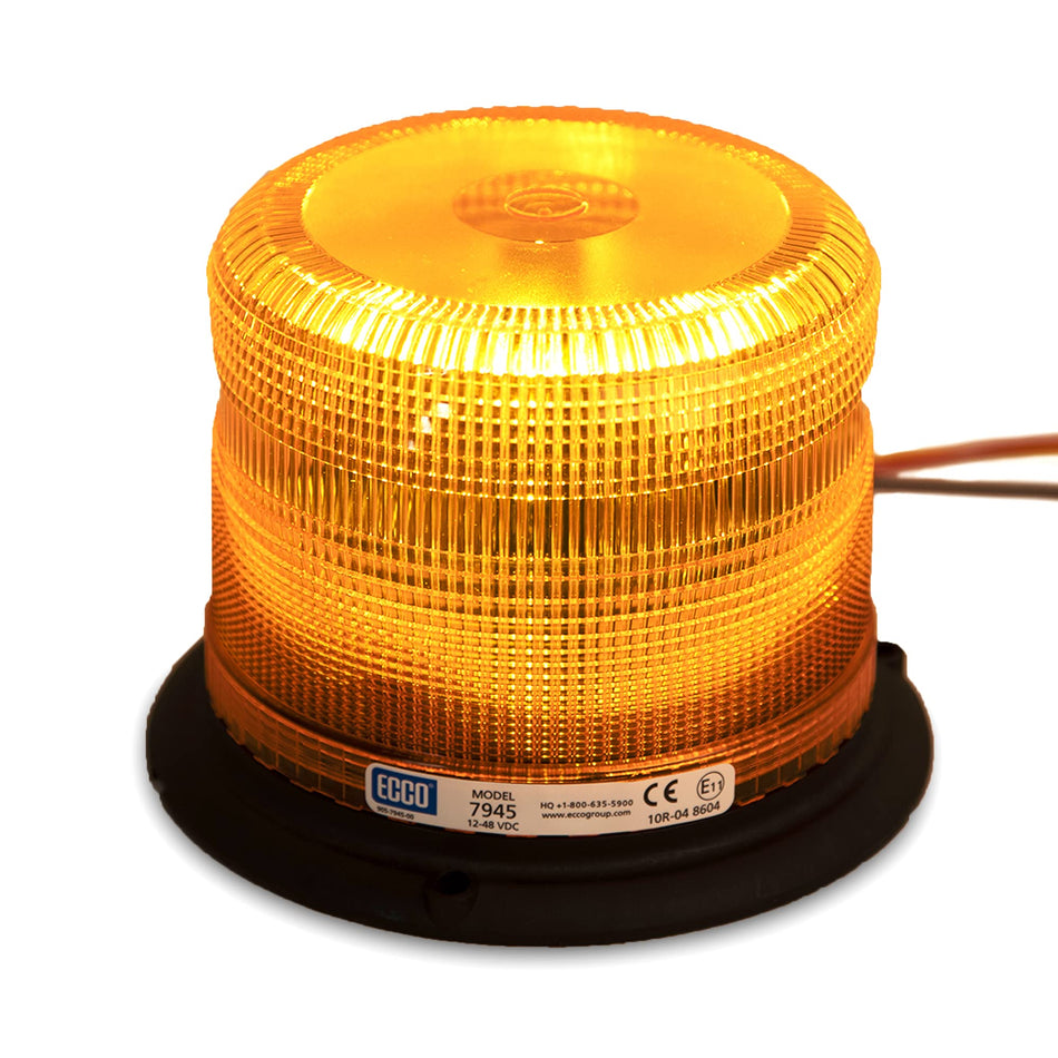 ECCO 7945A 7945 Series Pulse 2 Beacon Light 3 Bolt / 1 Inch Pipe Mount, Amber